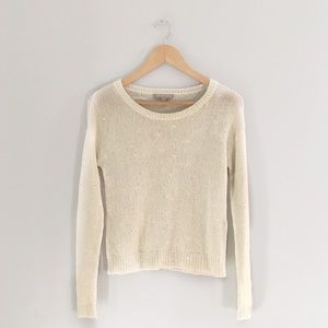 Banana Republic White Sequin Sweater